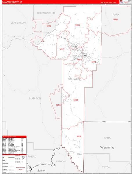 Gallatin County, MT Zip Code Map