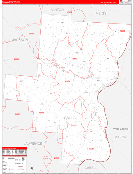 Gallia County, OH Zip Code Map