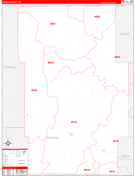 Garden County Digital Map Red Line Style