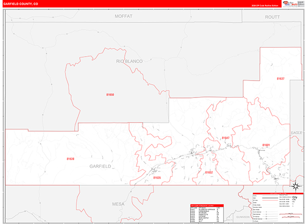 Garfield County, CO Zip Code Map