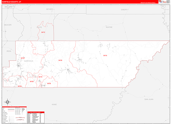 Garfield County, UT Zip Code Map