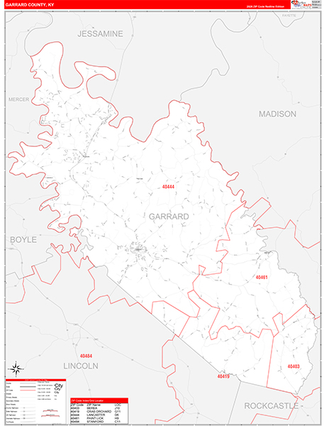 Garrard County, KY Zip Code Map