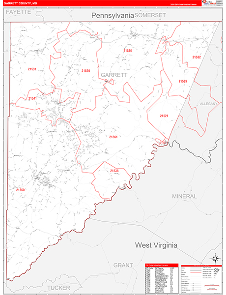 Garrett County, MD Zip Code Map