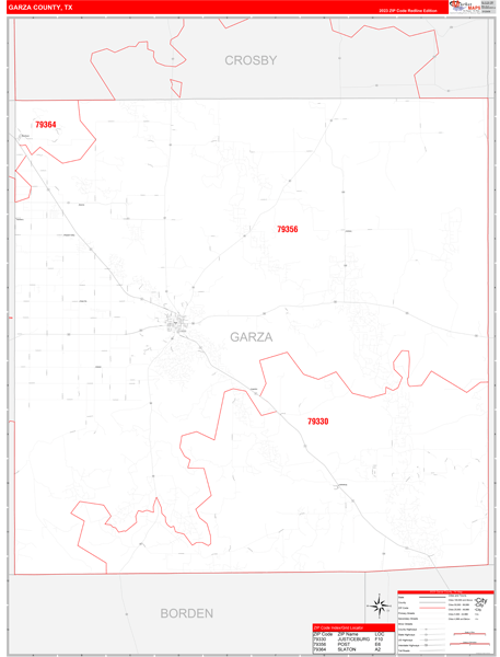 Garza County, TX Zip Code Map