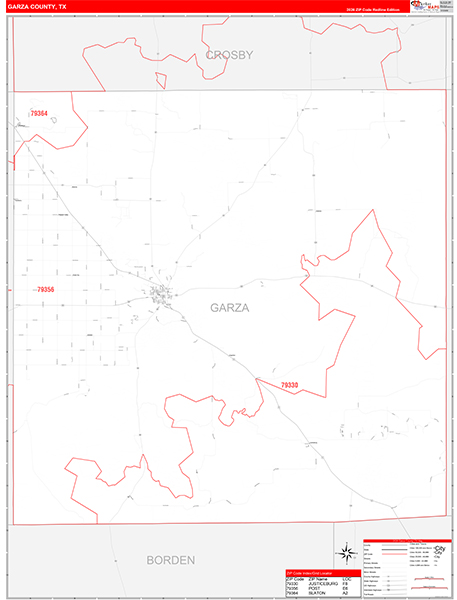 Garza County, TX Zip Code Map