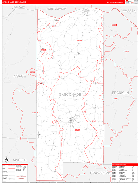 Gasconade County, MO Zip Code Map