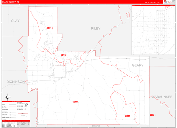 Geary County Digital Map Red Line Style