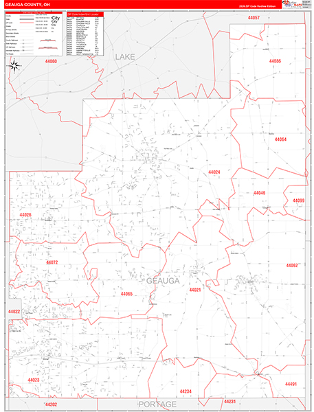 Geauga County, OH Zip Code Map
