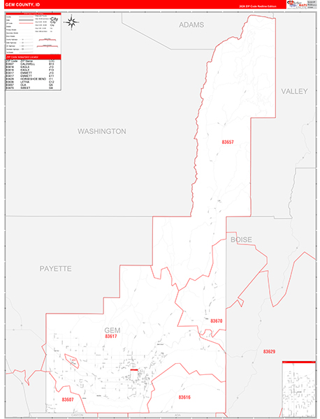 Gem County, ID Carrier Route Wall Map