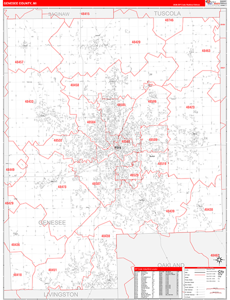 Genesee County, MI Zip Code Map