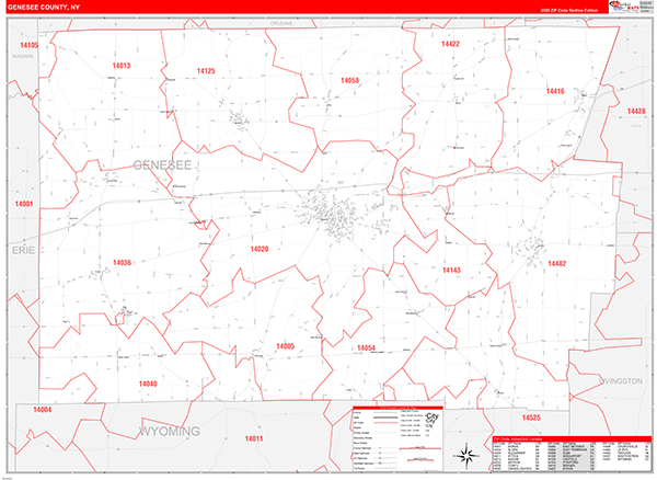 Genesee County, NY Zip Code Map