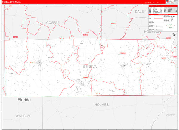 Geneva County, AL Zip Code Map