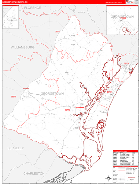 Georgetown County, SC Zip Code Map