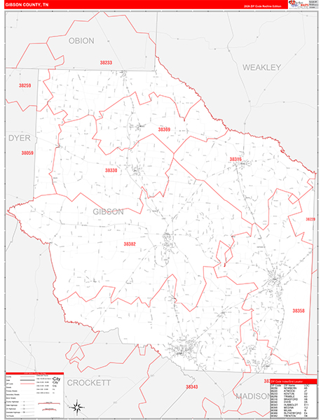 Gibson County, TN Zip Code Map