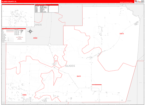 Glades County, FL Zip Code Map