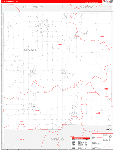 Gladwin County, MI Zip Code Map