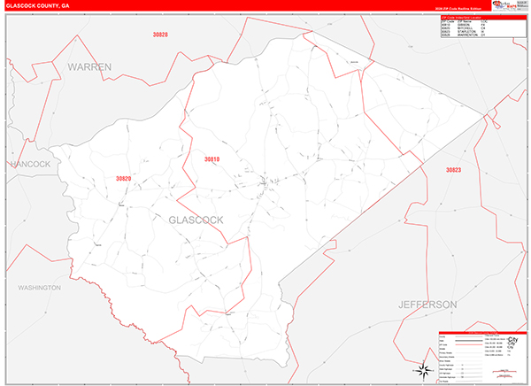 Glascock County, GA Zip Code Map