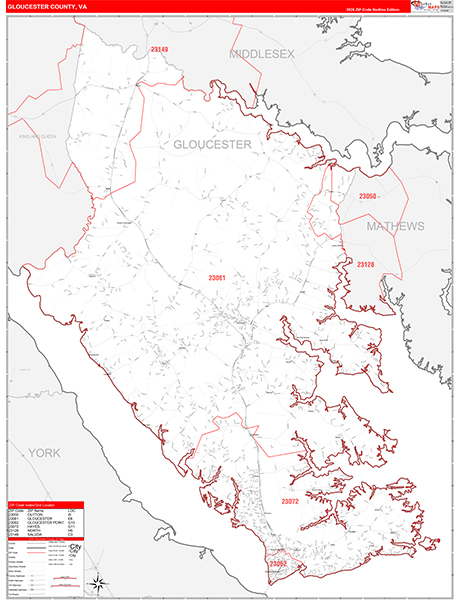 Gloucester County, VA Zip Code Map
