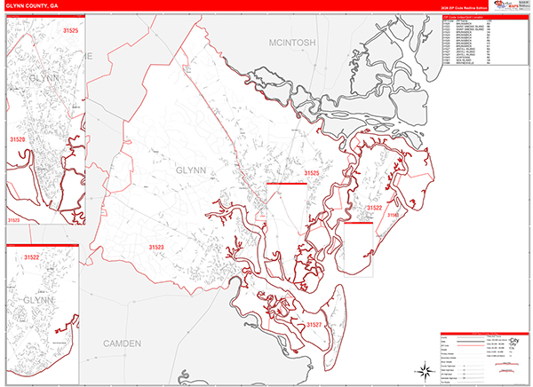 Glynn County, GA Zip Code Map