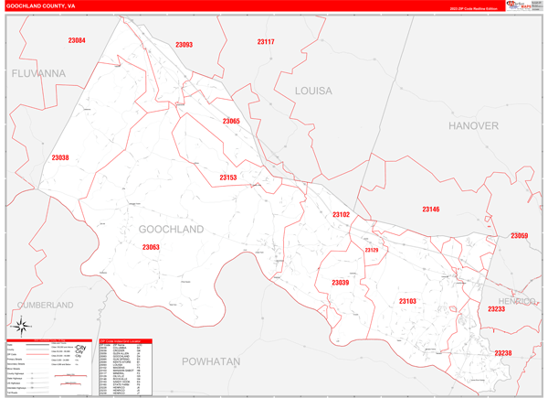 Goochland County Digital Map Red Line Style