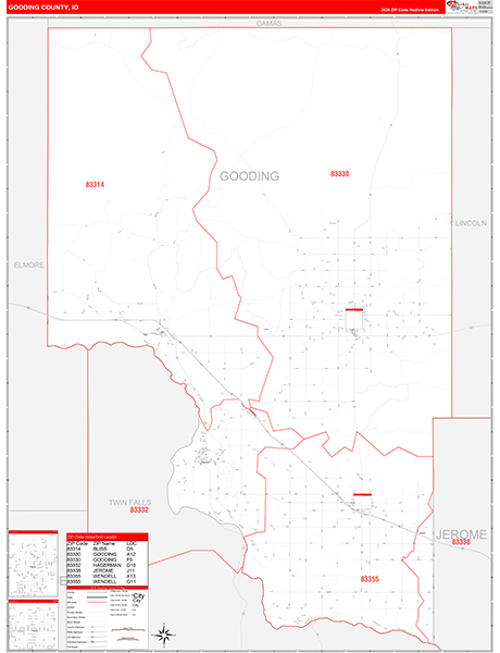 Gooding County, ID Zip Code Map