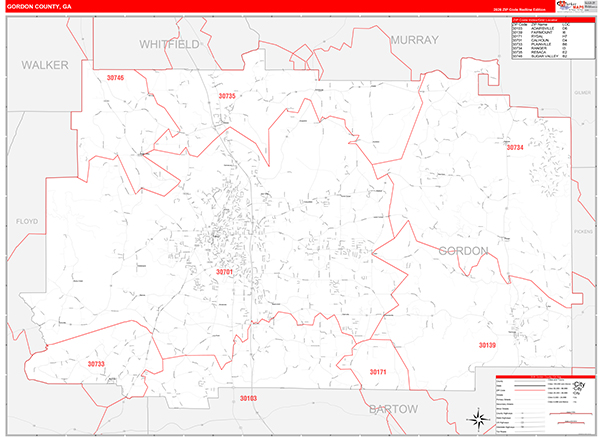 Gordon County, GA Zip Code Map