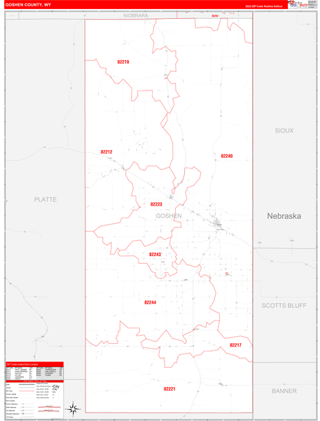 Goshen County Digital Map Red Line Style