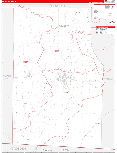 Grady County, GA Zip Code Map