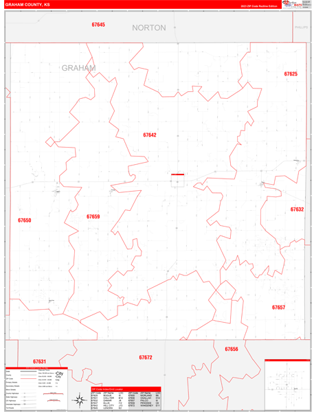 Graham County, KS Zip Code Map