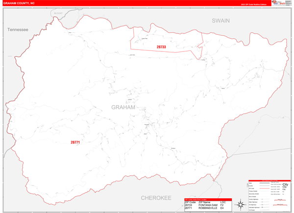 Graham County Digital Map Red Line Style