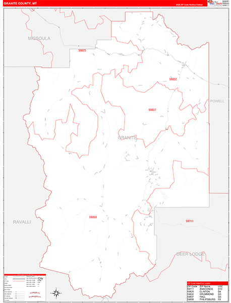 Granite County, MT Zip Code Map