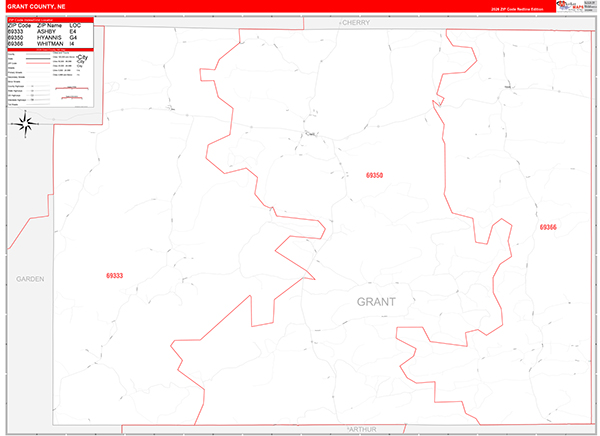 Grant County, NE Zip Code Map