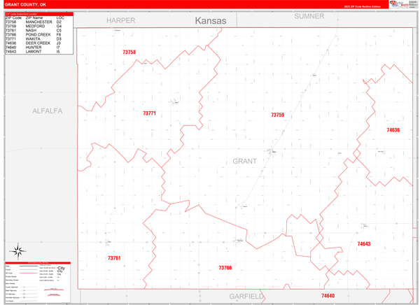 Grant County Digital Map Red Line Style