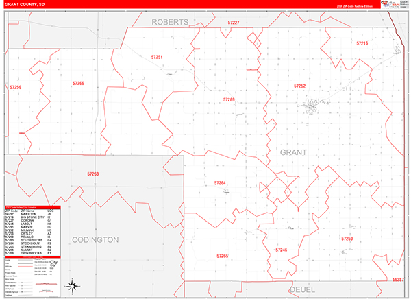 Grant County, SD Zip Code Map