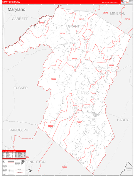 Grant County, WV Zip Code Map