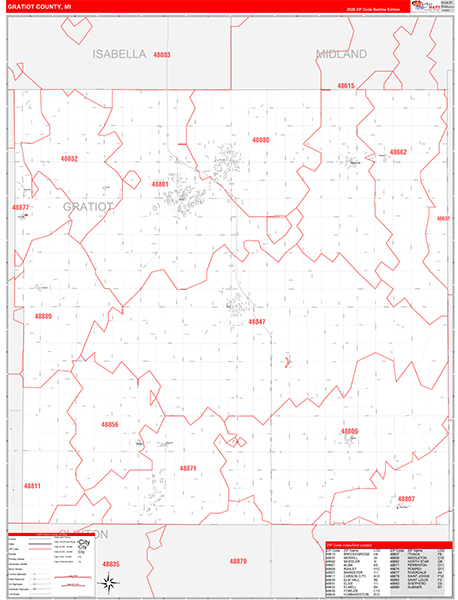 Gratiot County, MI Zip Code Map