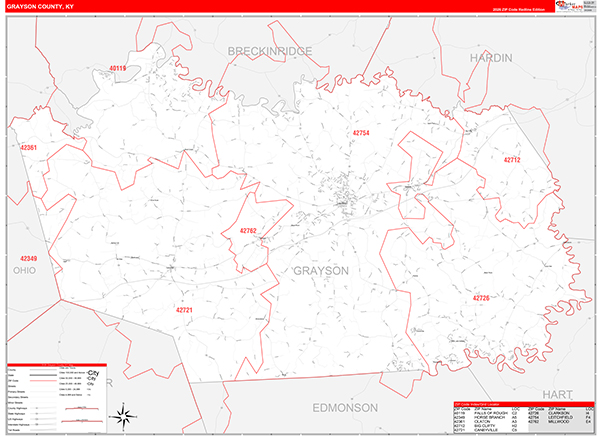 Grayson County, KY Zip Code Map