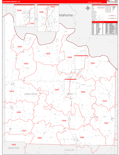 Grayson County, TX Zip Code Map