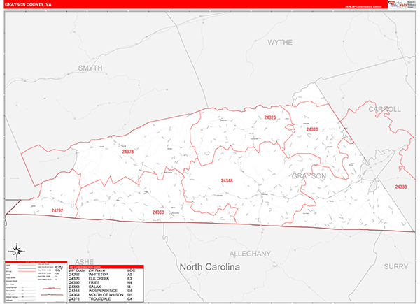 Grayson County, VA Zip Code Map