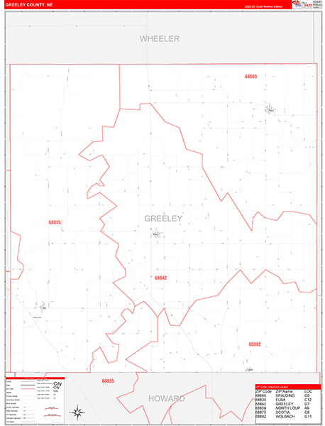 Greeley County, NE Zip Code Map