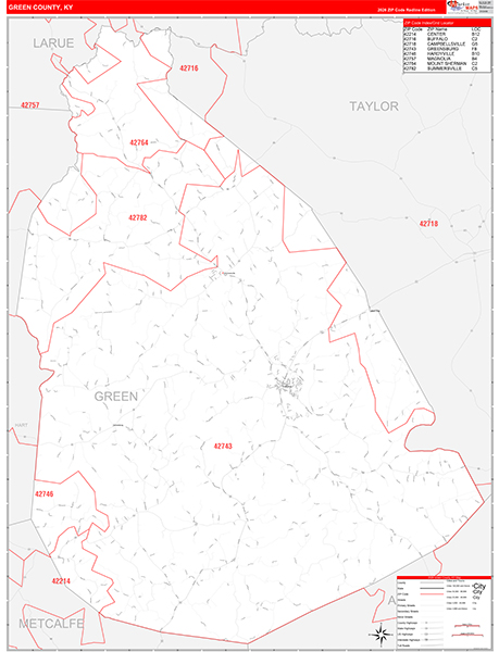 Green County, KY Zip Code Map