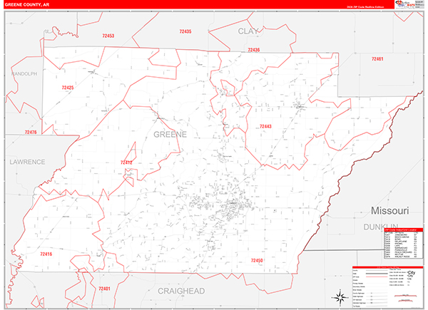 Greene County, AR Zip Code Map