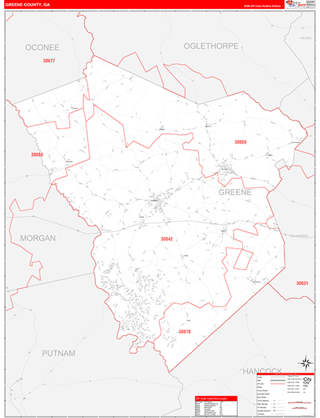 Greene County, GA Zip Code Map