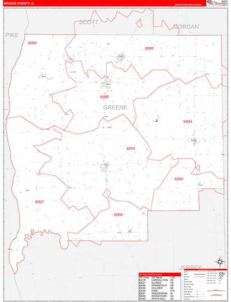 Greene County, IL Zip Code Map