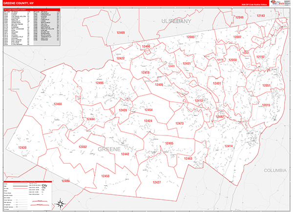 Greene County, NY Zip Code Map