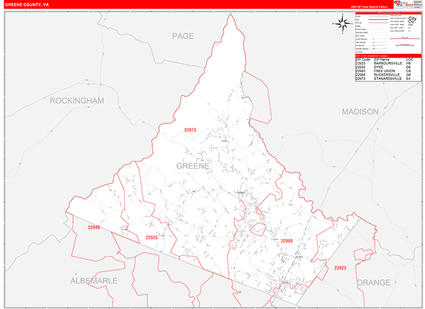 Greene County, VA Zip Code Map