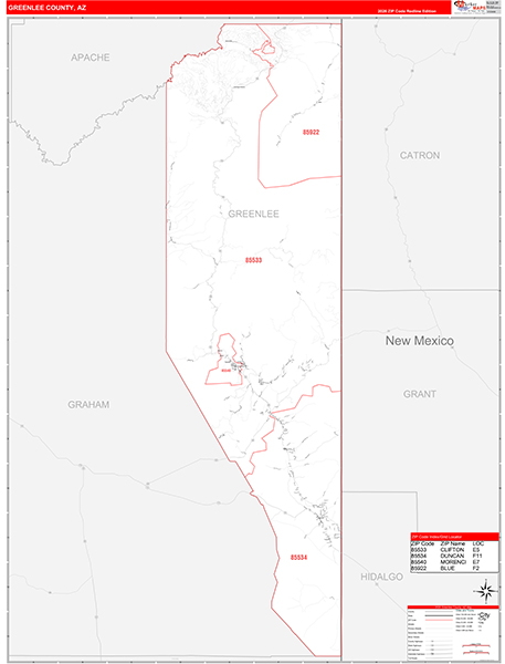 Greenlee County, AZ Zip Code Map