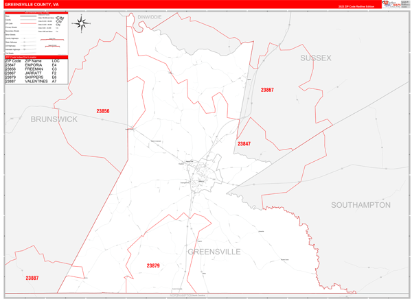 Greensville County Digital Map Red Line Style