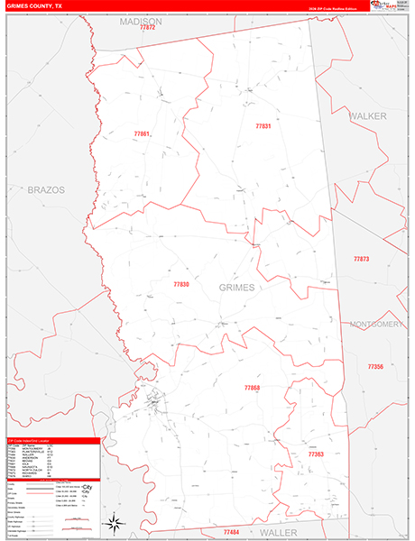 Grimes County, TX Zip Code Map