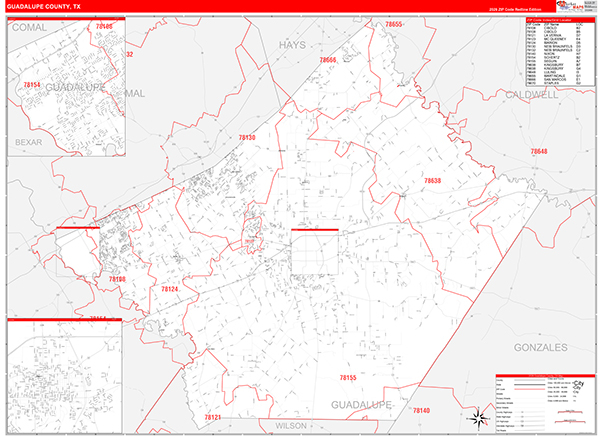 Guadalupe County, TX Zip Code Map